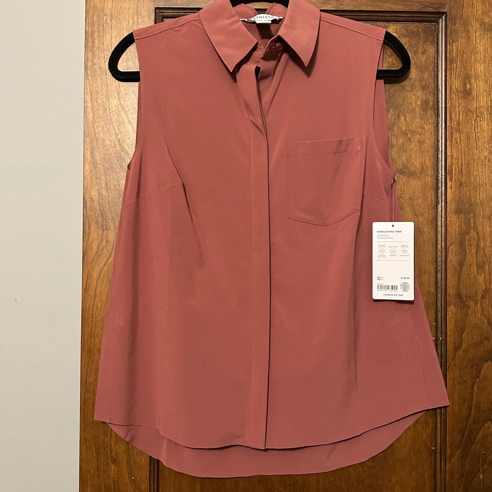 Athleta Sleeveless Button-Down Tank - Everlasting Tank Mauve XS